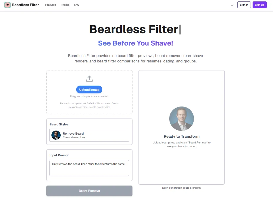 Beardless Filter screenshot