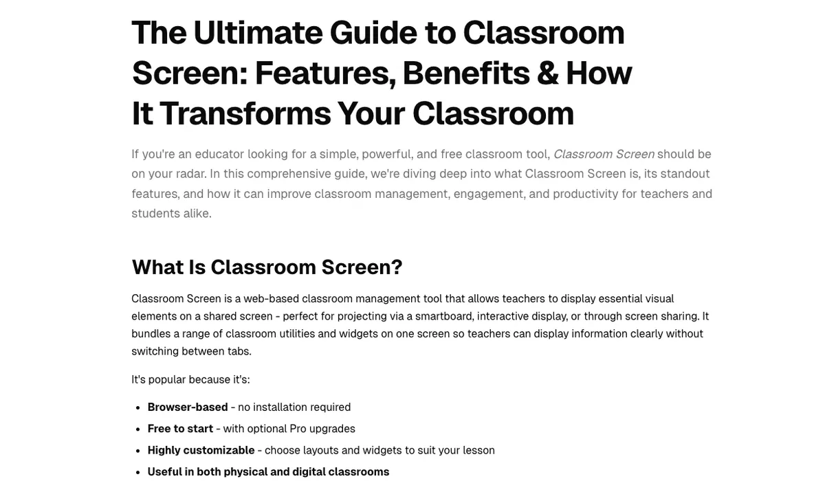 Classroom Screen screenshot