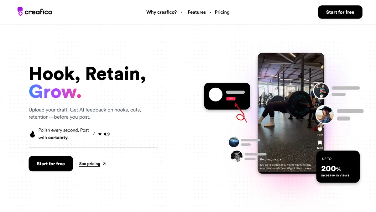 creafico - Competitor intelligence app for short-form creators. screenshot