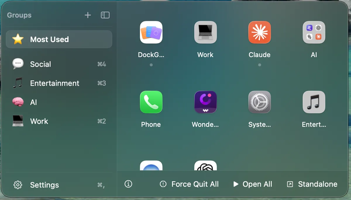 Dock Groups screenshot
