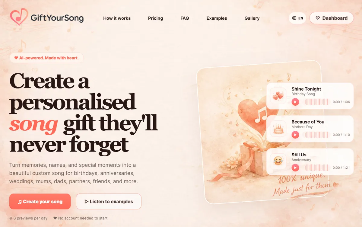 GiftYourSong - Personalized Songs for any occassion screenshot