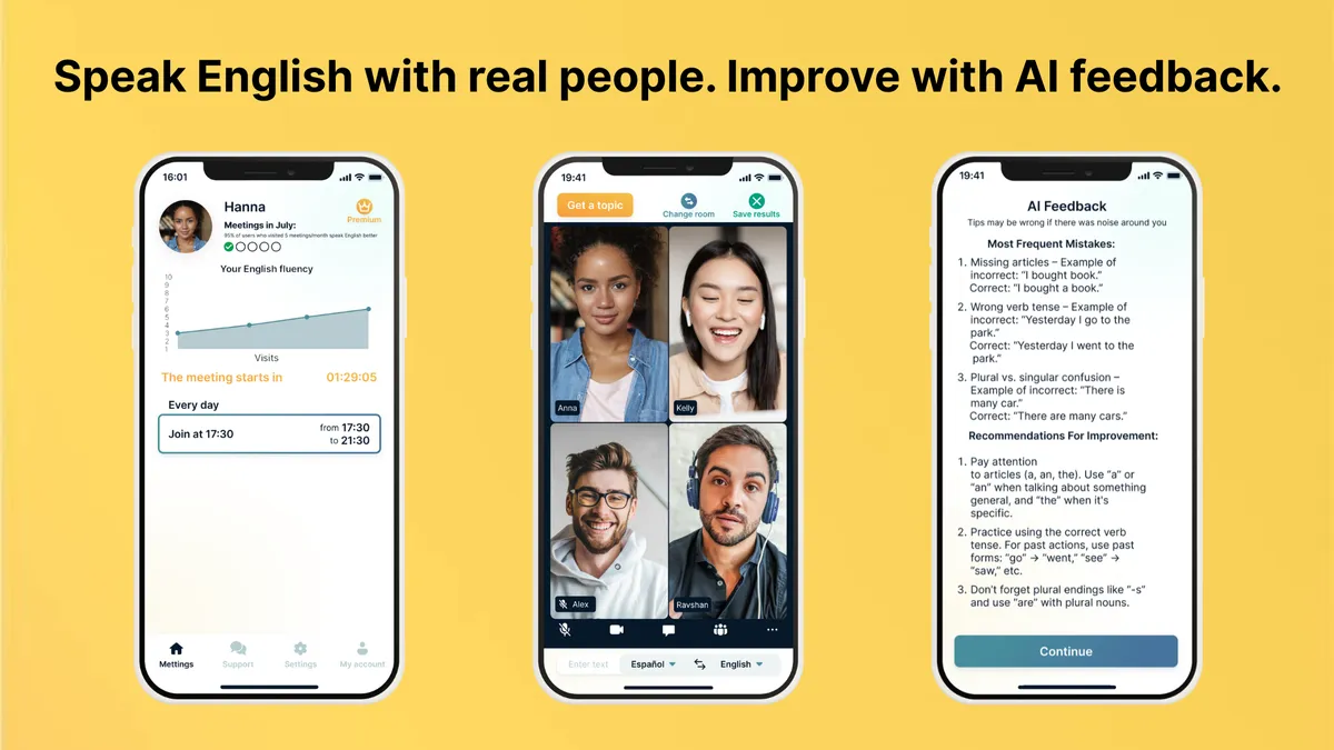 Govar AI English speaking club screenshot