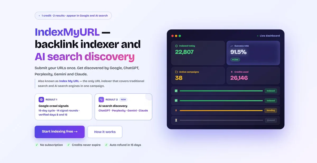 IndexMyURL screenshot