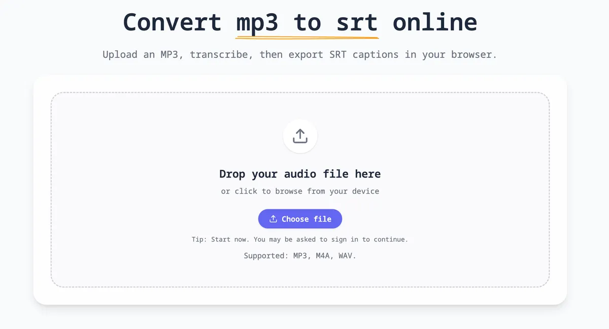 MP3 to SRT (Subtitle Generator) screenshot