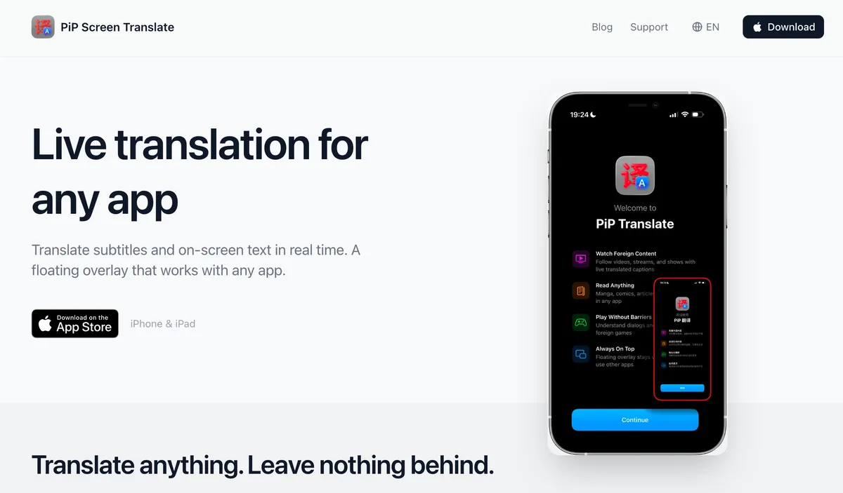 PiP Screen Translate screenshot