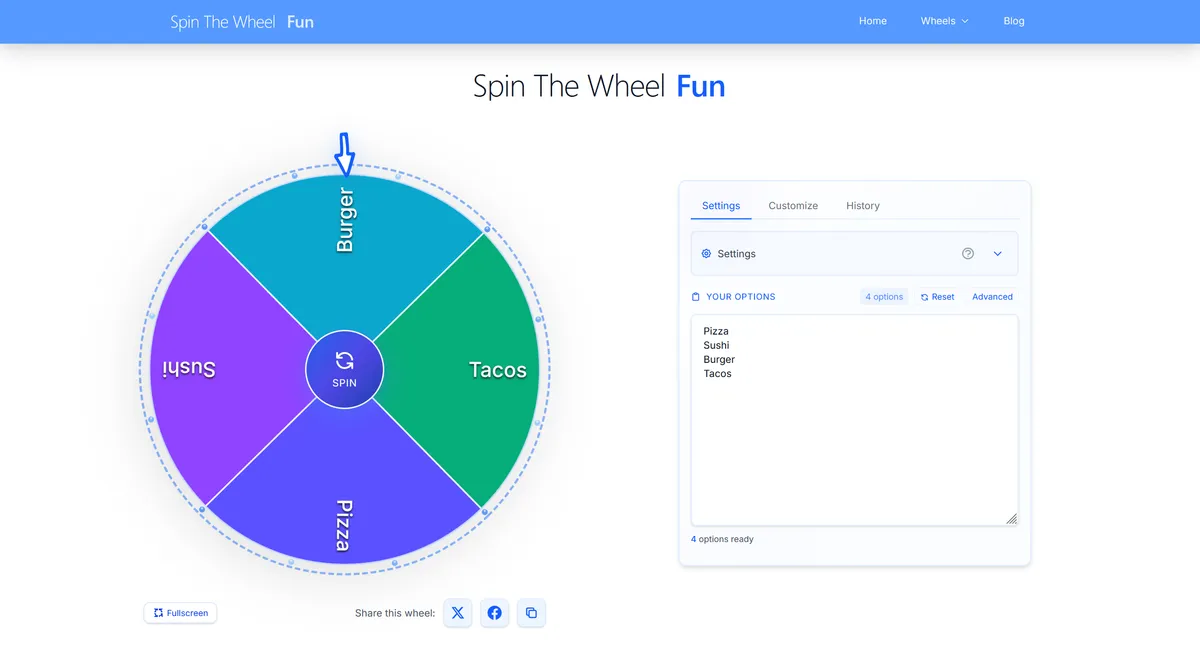 SpinTheWheelFun.com screenshot