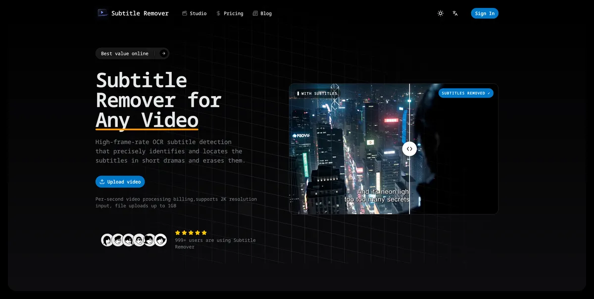 video subtitle remover screenshot